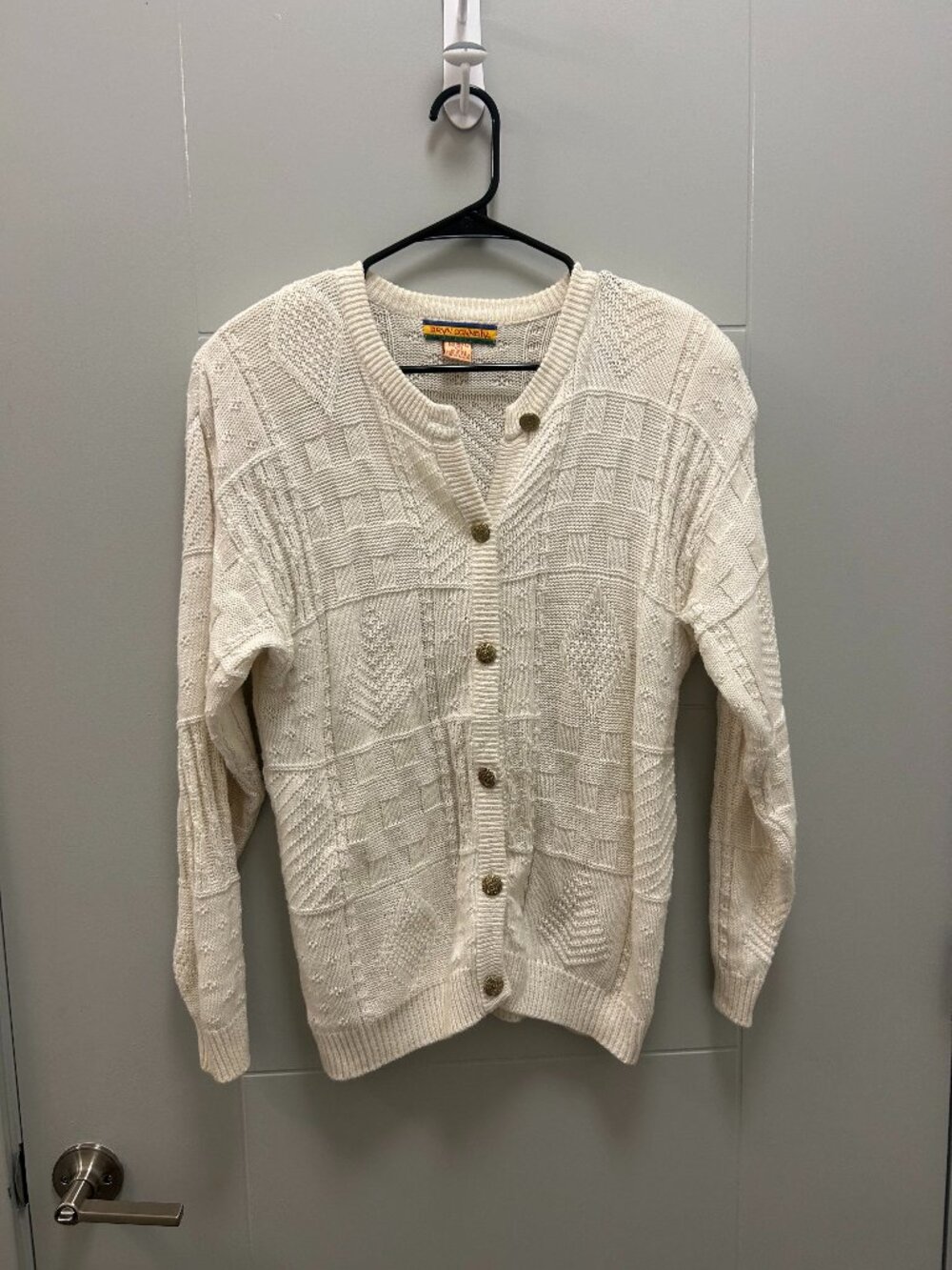 Vintage Bryn Connelly Cream Cardigan Sweater Medium Ramie Cotton Cottagecore